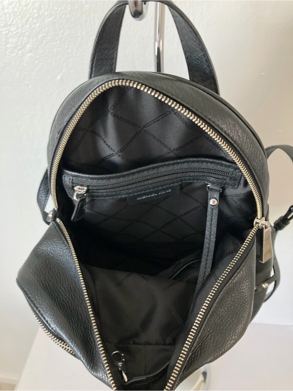Michael Kors Rhea Black Pebble Leather Backpack - Picture 3 of 7